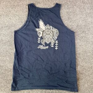 Alstyle Classic Tank Top Men's L Blue Kaiwai Tribal Sea Turtle Graphic Sports